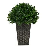 Gotovo prirodno 13 Boxwood Topiary Umjetna biljka u reljefnom crnom sadnicu UV otporno