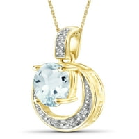 Jewelersclub Carat T.G.W. Aquamarine i bijeli dijamantni naglasak 14K Zlato preko srebrnog privjeska, 18