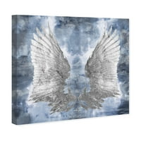 Wynwood Studio Fashion and Glam Wall Art Canvas ispisuje krila 'My Silver Wings' - Plava, siva