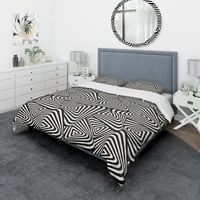 DesignArt 'retro dinamička trokutasta crno -bijela geometrija' Modern & Contemporary Duvet Cover Set