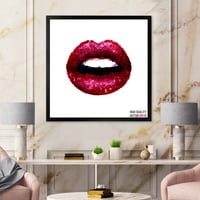 Designart 'Moderni uokvireni umjetnički ispis' Sexy Red Girl Lips '