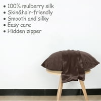 Momme Smooth Mulberry Silk Jastuk poklopac, kraljica, smeđa