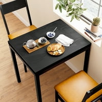 Pravokutni blagovaonski stol s tapeciranim stolicama za mali prostor, moderni kuhinjski stol za stan, Crna i vintage