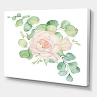 DesignArt 'buket ružičastih ruža cvjetovi i eukaliptus lišće' tradicionalno platno zidne umjetničke otiske