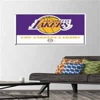 Los Angeles Lakers - Poster zida logotipa s push igle, 22.375 34