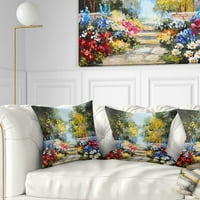 Ljetna šuma DesignArt s cvijećem - pejzažni tiskani jastuk za bacanje - 18x18