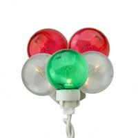 Set zeleno crvene i bijele G Globe Icicle božićne lampice - bijela žica