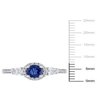 Carat T.G.W. Plava i bijela safir i karat T.W. Dijamantni 14KT zaručnički prsten od bijelog zlata