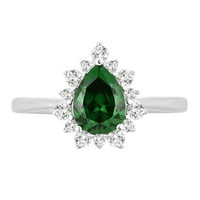 Arista 2. Carat T.W. Stvorio zeleni smaragdni i bijeli safirski zaručnički prsten u srebrom sterlinga