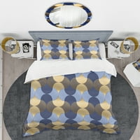 DesignArt 'retro luksuzni valovi u zlatu i plavom II' Moderni pokrivač u sredini stoljeća