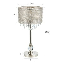BestCo Metal Drum & K kristalna kapljica nijansa 24 svjetiljka za dekor doma iz sredine stoljeća, kromiranje