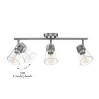 Globe Electric 3-Light Pewter Track Warking s bistrim staklenim nijansama, 91005763