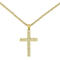 Privjesak Od filigranskog križa u žutom zlatu s dijamantima izrezanim u Mid-Karat i lancem kabela