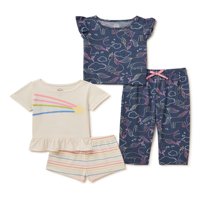 Pidžama Set s printom za djevojčice, 4 komada, veličine od 2 do 5 godina