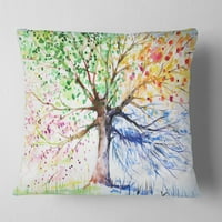 Designart Four Seasons Tree - Cvjetni jastuk za bacanje - 18x18