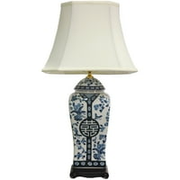 26 Kineska plava i bijela stolna svjetiljka s porculanskom stolom s nijansom - dvostruka sreća