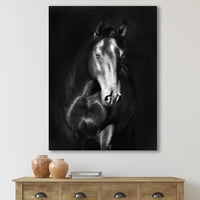 DesignArt 'Izbliza portret seoske kuće crnog Kladruby Horse'