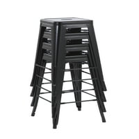 Sklopiva Metalna barska stolica od 4 komada, u crnoj boji, za unutarnju i vanjsku upotrebu
