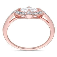 Srebro prsten Halo sa roze premazom od bijelog hdz T. G. W. i dijamant T. W. u 1 karat