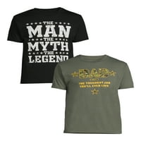 Očev dan muškog i velikog muškog muškarca Myth Legenda i najteži posao voljet ćete grafičke majice, 2-pack