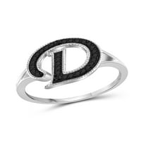 Crni dijamantni prsten s inicijalima za žene