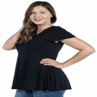 Ženska majica s tunikom velike veličine s kratkim rukavima i izrezom u obliku slova u obliku slova u