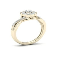 13-karatni dijamantni zaručnički prsten od 10-karatnog žutog zlata s cvjetnom eksplozijom i uvijenim drškom