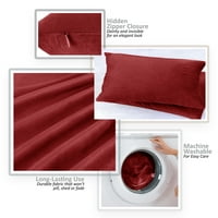 Clara Clark plišani čvrsti ukrasni mikrofiber kvadrat jastuka jastuka s umetanjem jastuka za kauč, trešnja crvena,