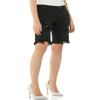 Besplatni montažni ženski valjani manžetni jean kratke hlače, 4 ”inseam, veličine 0-22